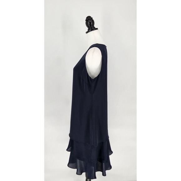 J. Jill Wearever Navy Formal Tiered Ruffle Hem Shift Dress Womens Size M NEW - Picture 4 of 9